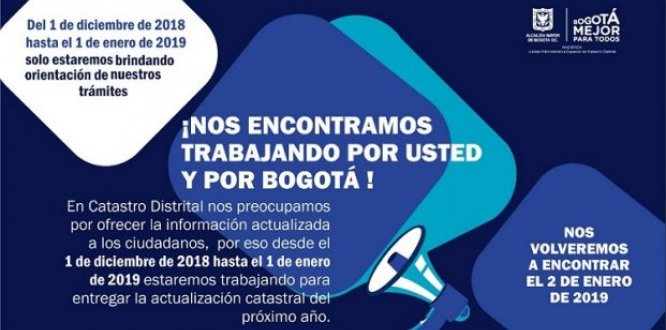 Trámites Catastrales estarán suspendidos hasta enero de 2019