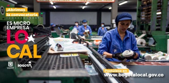 Pieza gráfica de la conmemoración Es microempresa Local el plan para recuperar las tiendas, peluquerías y otros pequeños negocios de los barrios de Bogotá