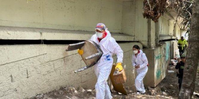 Foto de operativo de desmonte de cambuches