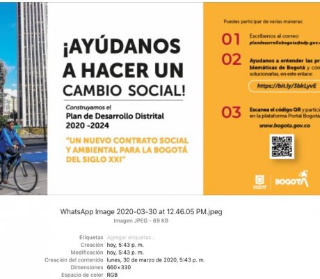 Invitación Participacion en Plan de desarrollo Distrital